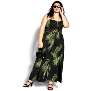 City Chic Black Fine Foliage Jumpsuit Sz.XXL(24) NWT